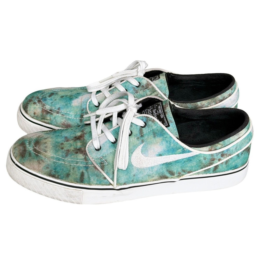 Nike SB Stefan Janoski Tie Dye Canvas Skate Sneakers Men's 10 Teal Green Shoes